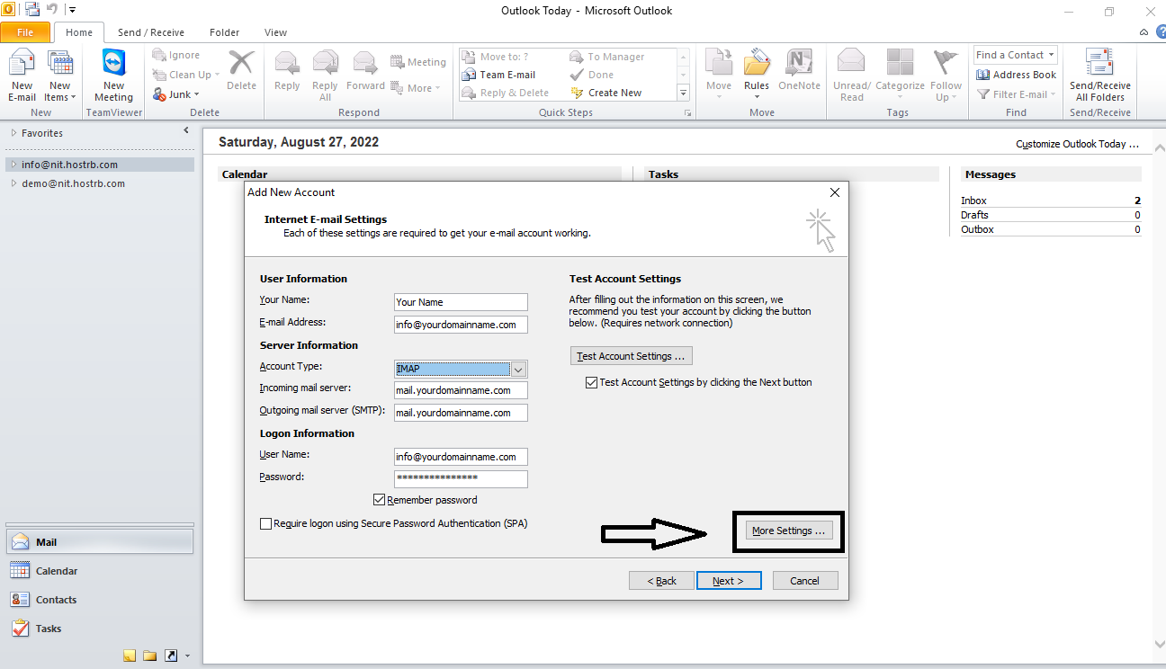 How to setup Outlook webmail